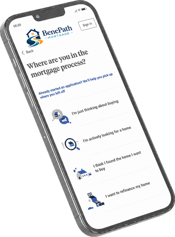 The BenePath Mortgage app on a phone